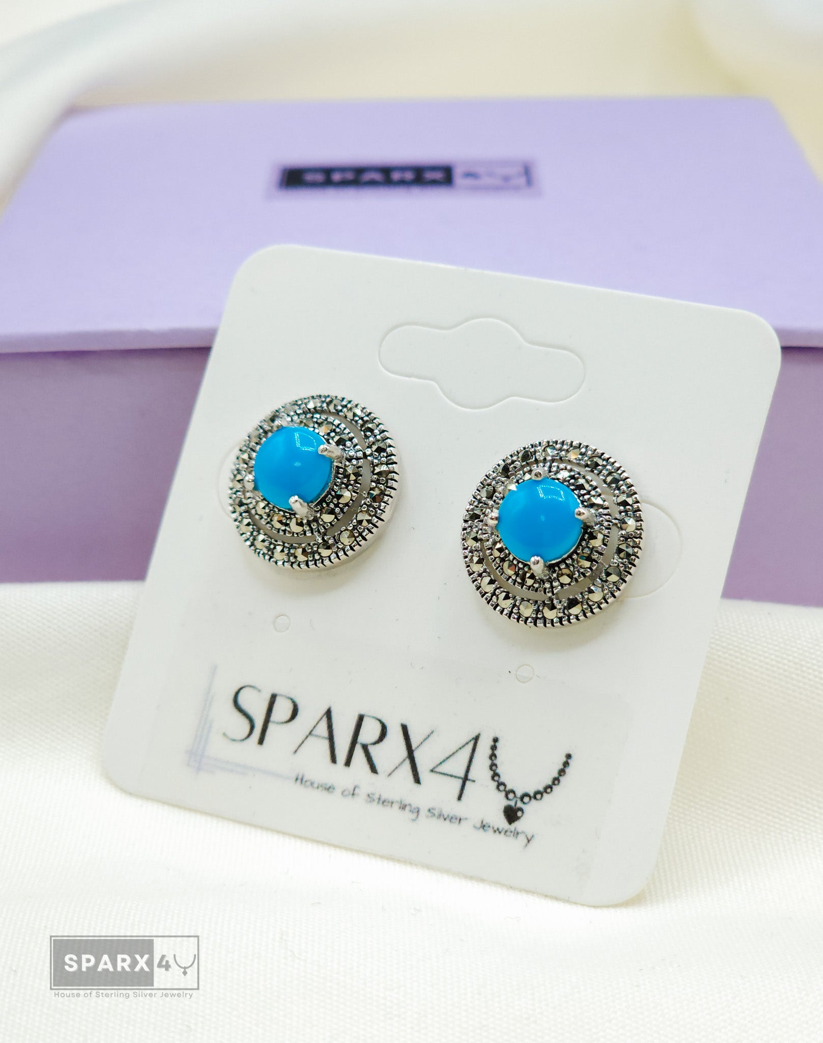 TURQUOISE CRYSTAL STUD EARRINGS
