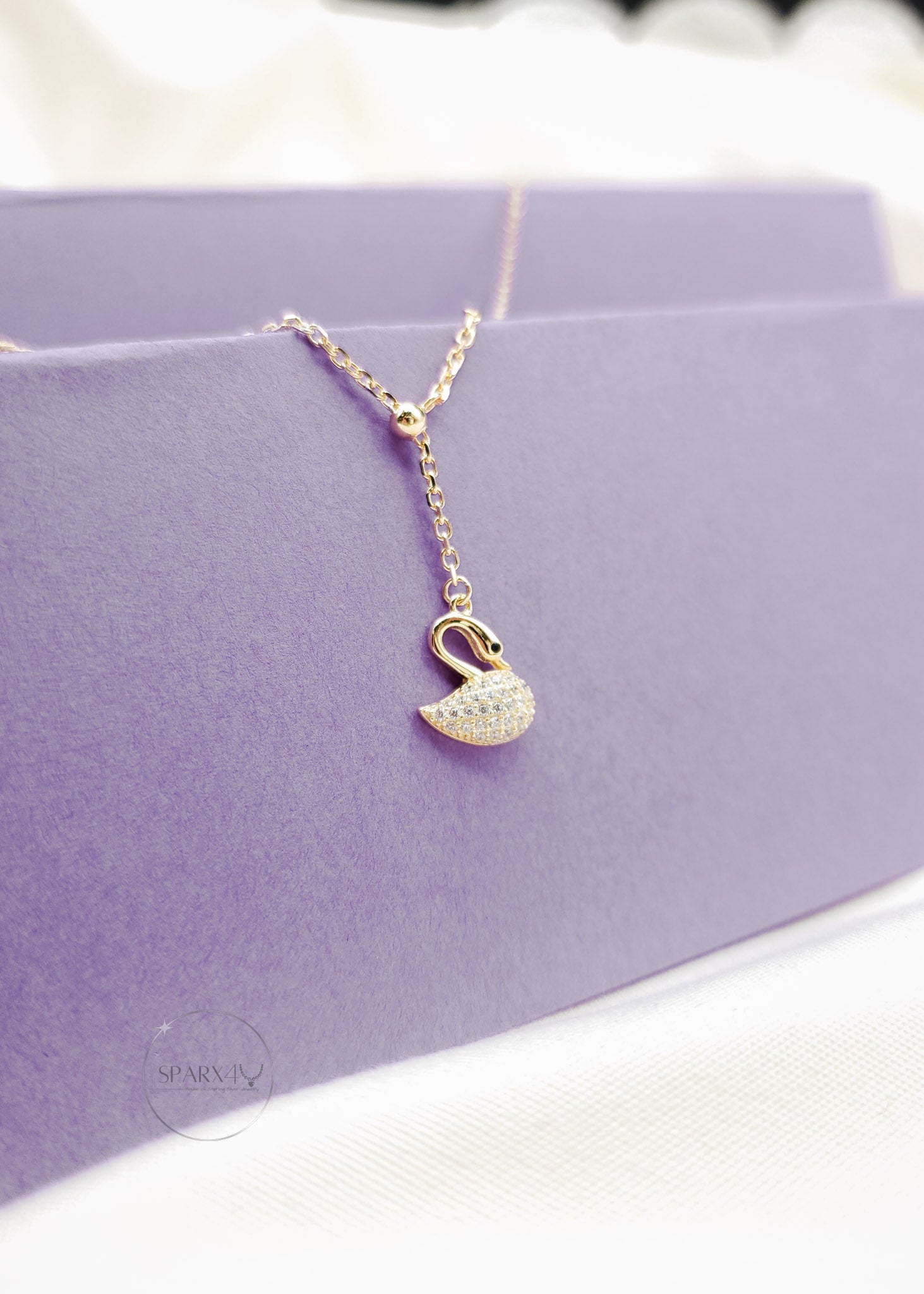 CRYSTAL SWAN GOLD NECKLACE