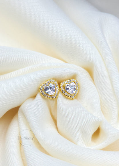 Gold Vermeil Halo Heart Earrings 