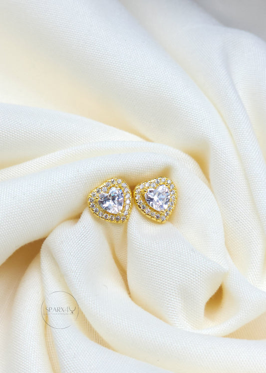Gold Vermeil Halo Heart Earrings 