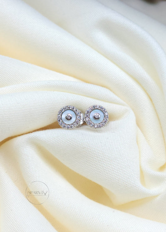MOTHER OF PEARL HALO CZ EARRING