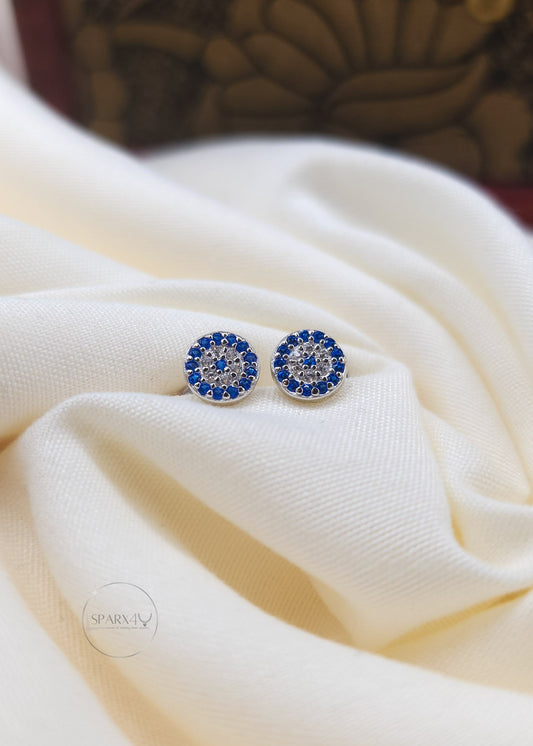 STERLING SILVER SAPPHIRE EVIL EYE STUD EARRING