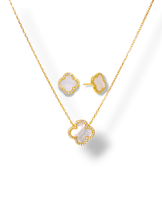 women silver necklace and earrings