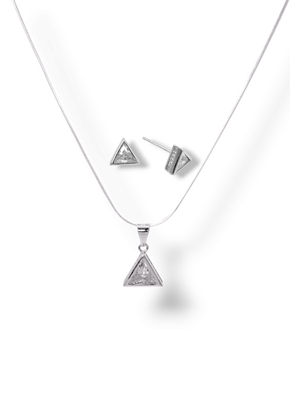 silver chain pendant with earrings