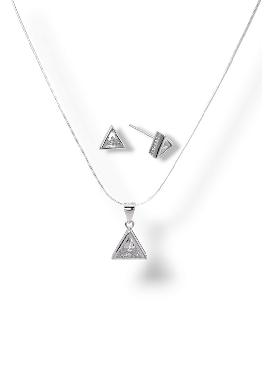 silver chain pendant with earrings