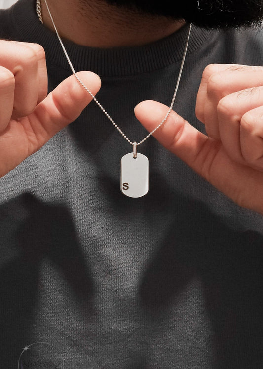 MENS DOG TAG INITIALS NECKLACE