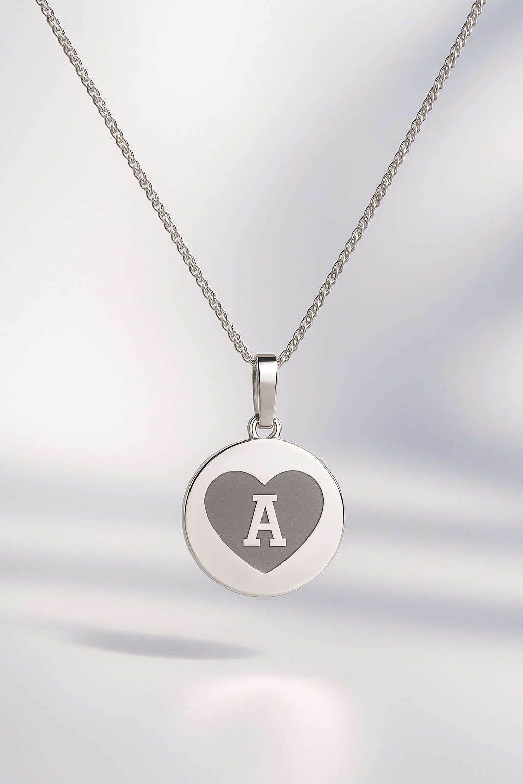 HEART ENGRAVED DISC INITIALS NECKLACE