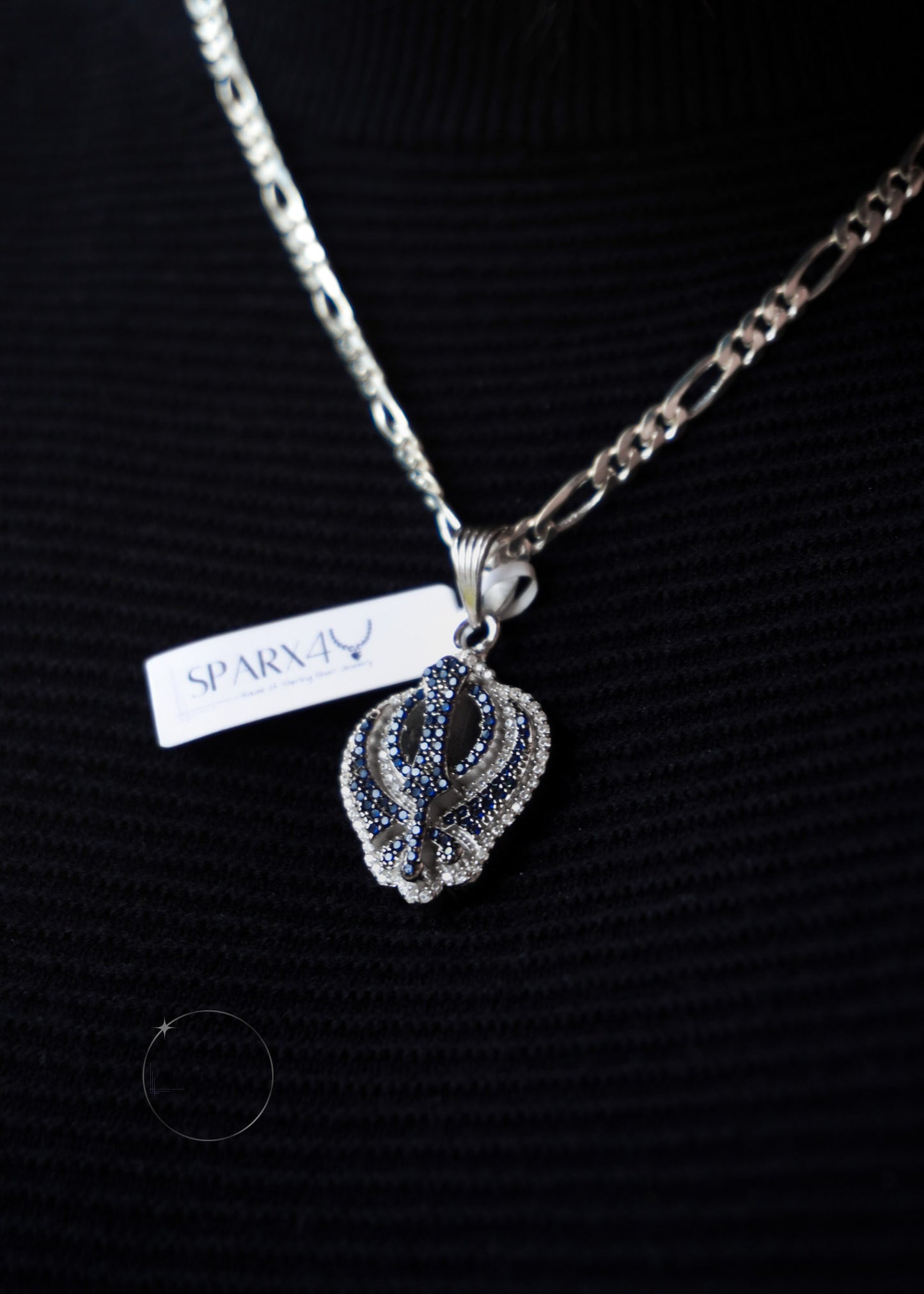 Sterling Silver CZ Khanda Pendant