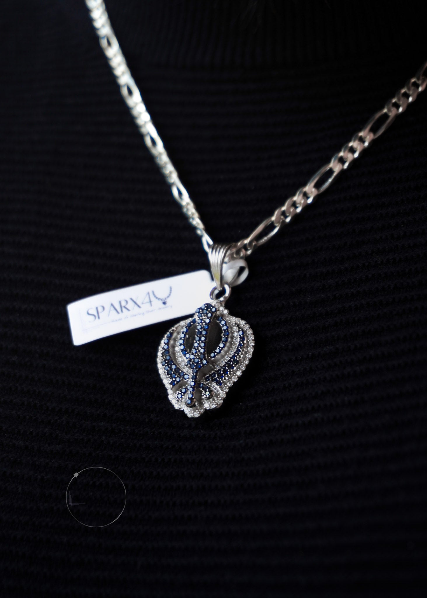 Sterling Silver CZ Khanda Pendant