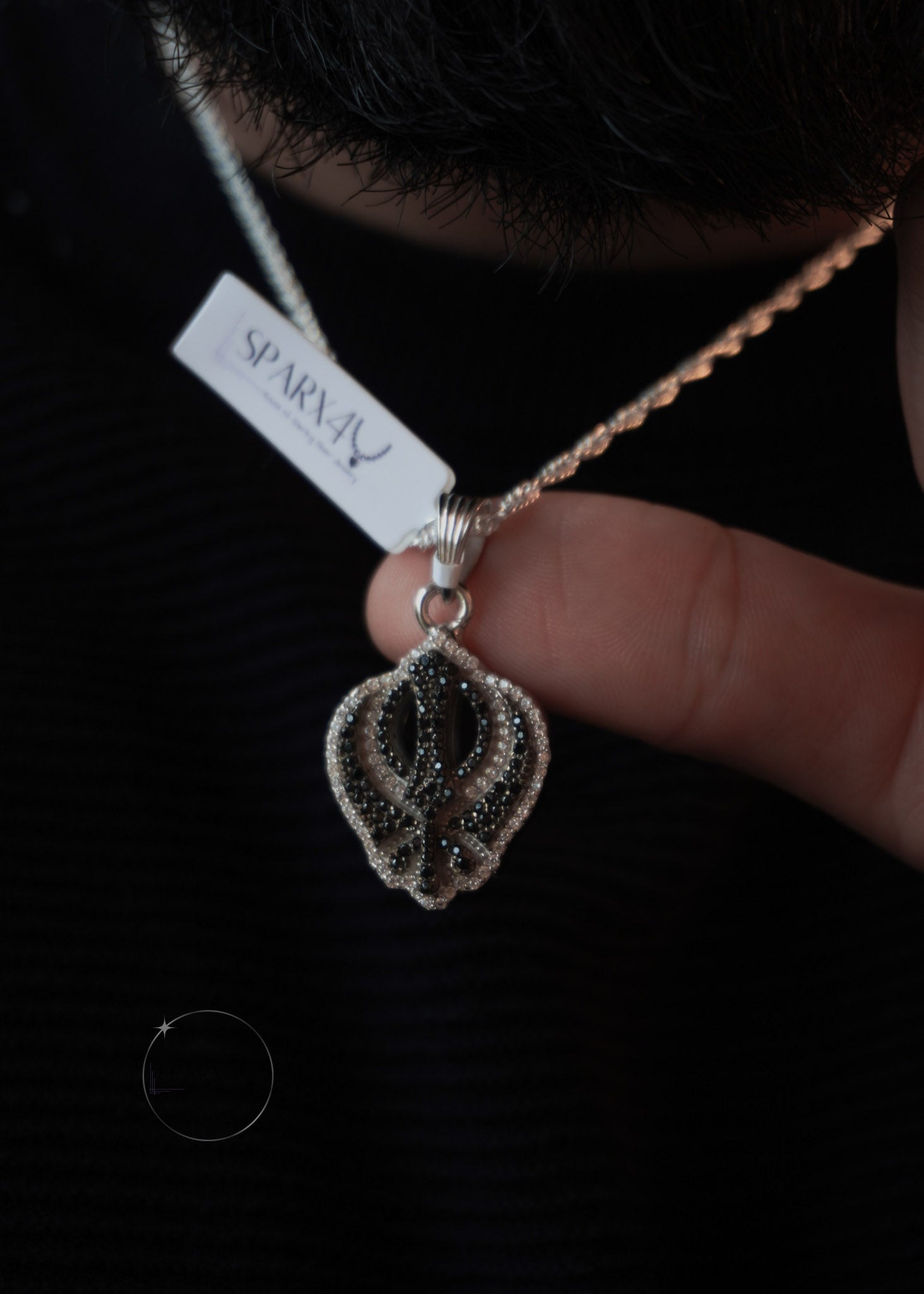 Silver CZ Khanda Pendant