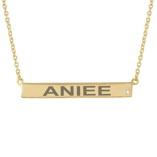 Diamond Bar Necklace Gold