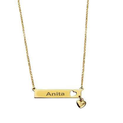 Heart Bar Necklace Gold