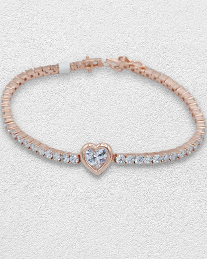 HEART CZ TENNIS BRACELET