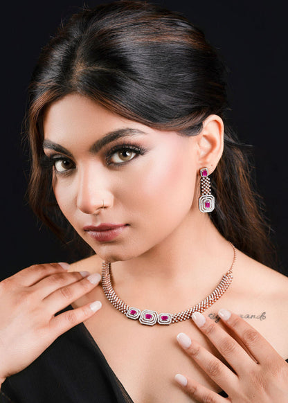 Women dressed in black wearing a Bridal Jewelry Set 