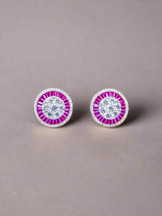 RUBY ROUND STUD EARRINGS