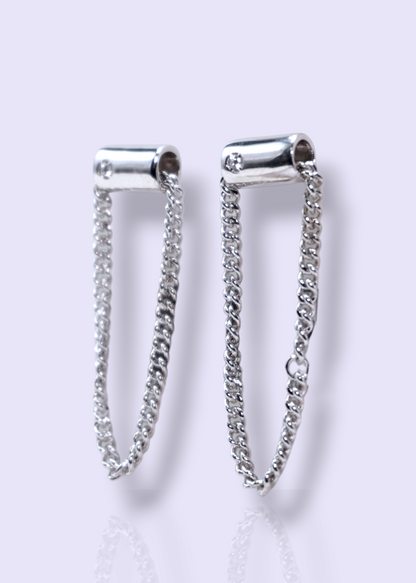 CZ & CHAIN DECOR DANGLE EARRINGS
