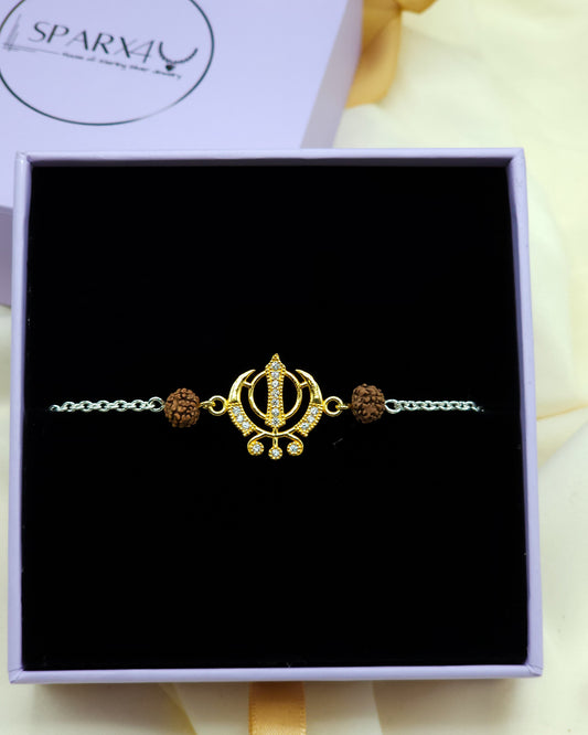 Bracelet with gold and silver design in a box