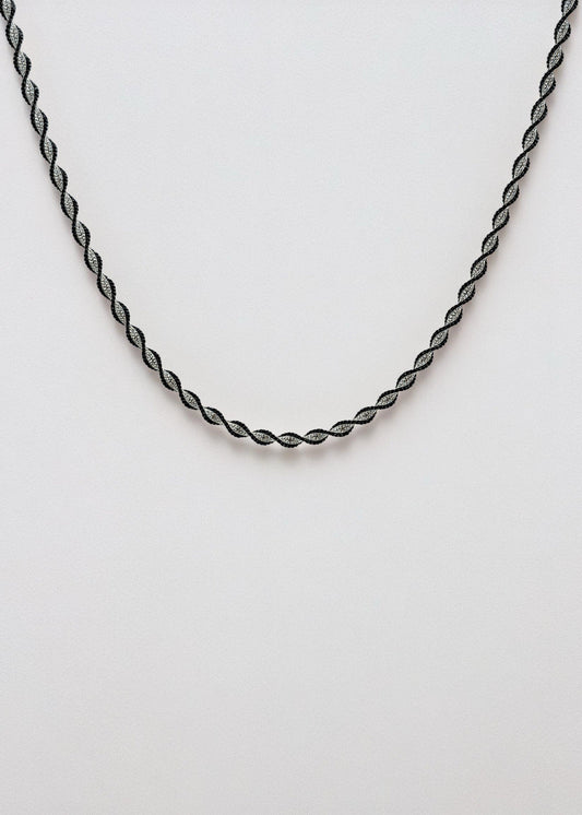 Twisted Rope Black Enamal Chain 